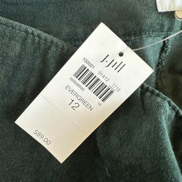J. Jill Evergreen Velvet Dark Green Side Zip Pants NWT - Picture 9 of 12